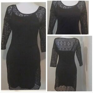 💙🌺See-through, knitted black dress